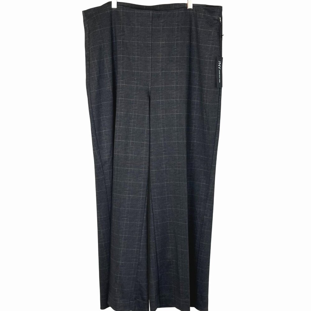 Jones New York Womens Checkered Pull-On Wide Leg Pants Sz 2X Polyester Blend New